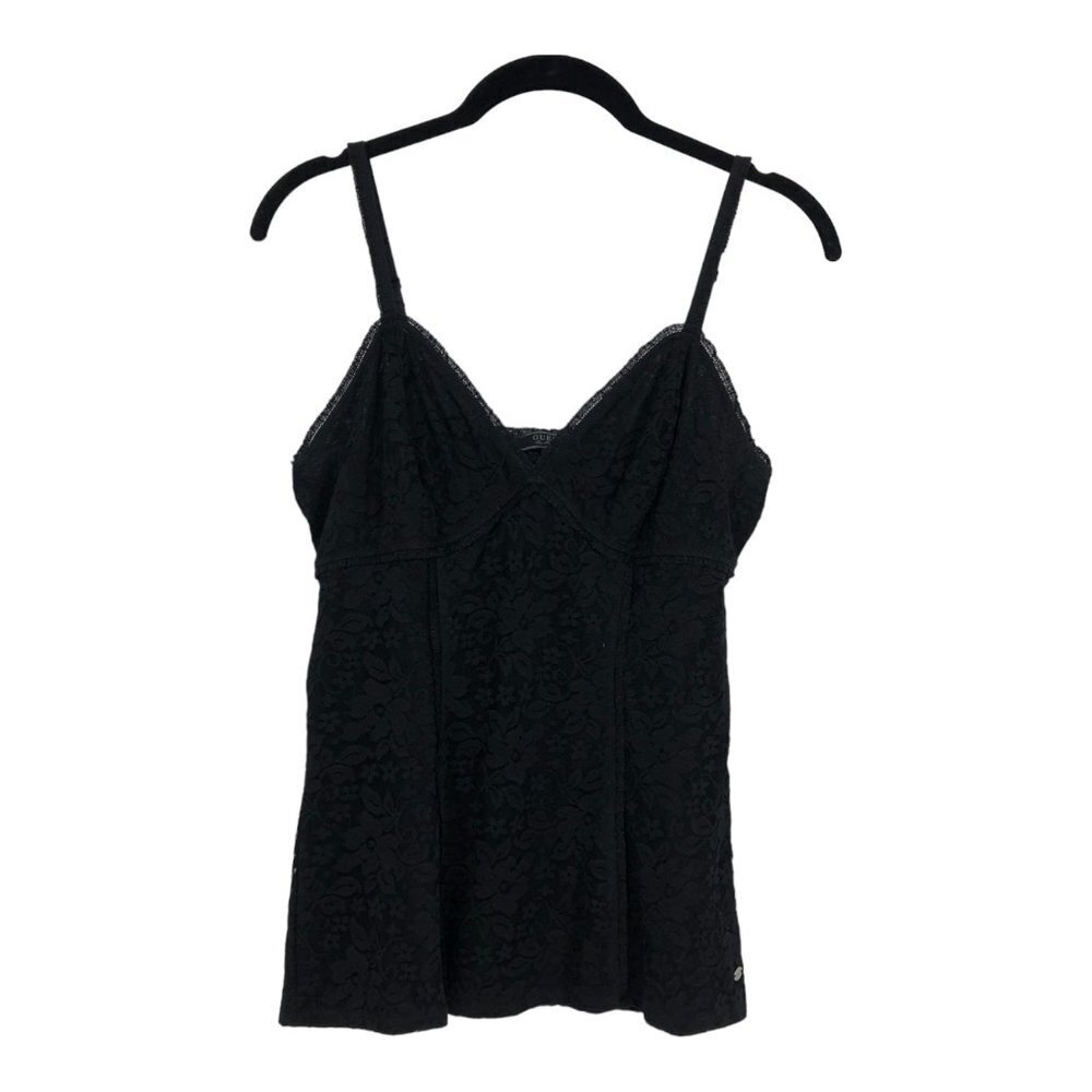 Guess Black Floral Lace camisole V Neck Spaghetti  Strap M